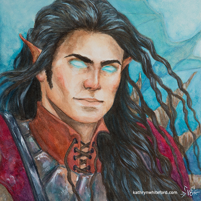 "dragon king" watercolour painting, 6x6 inches