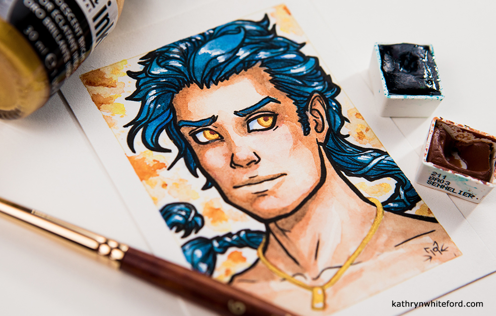 "Rass" Watercolour painting, ACEO 2.5x3.5 inches